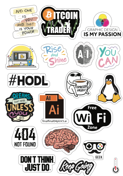 Sticker Pack Tech & Motivation  – 18 Creative Stickers